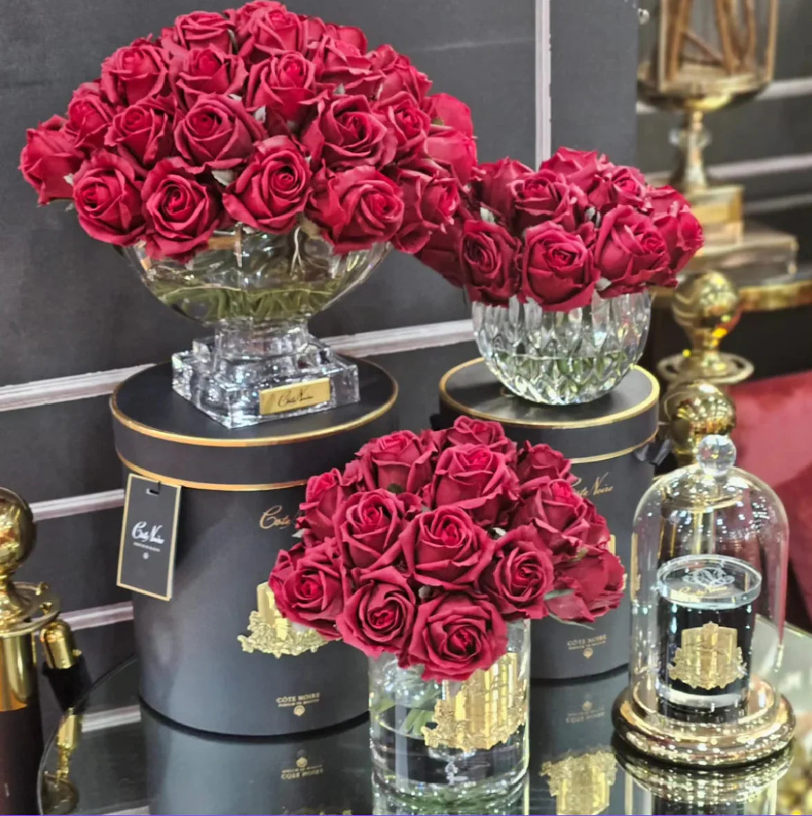 
Diffuseur de parfum d'intérieur de luxe « Centrepiece Roses » - Boutons de rose caramel & or