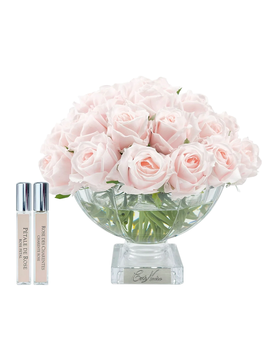 
Diffuseur de parfum d'intérieur de luxe « Centrepiece Roses » - Boutons de rose rose française et argent