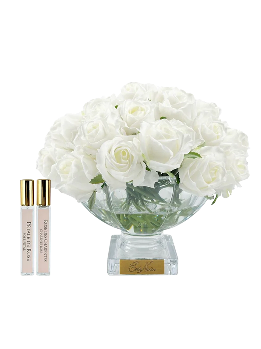 
Diffuseur de parfum d'intérieur de luxe « Centrepiece Roses » - Boutons de rose blancs et or