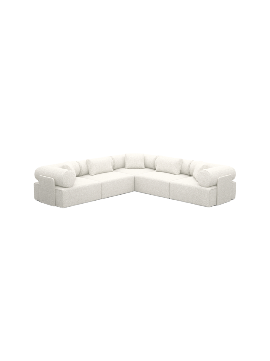 
5-Sitzer Design Ecksofa „Valora“ mit Bouclé-Bezug - Bouclé White