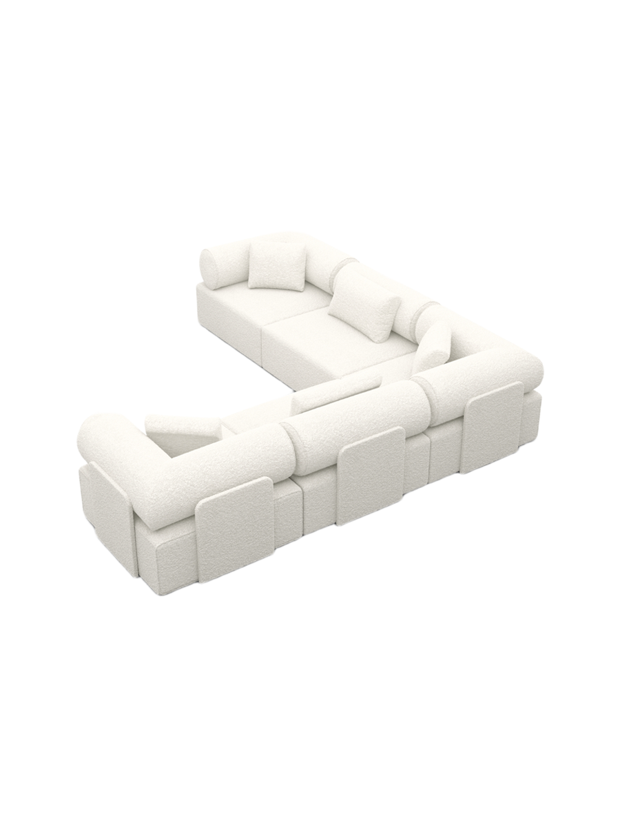 
5-Sitzer Design Ecksofa „Valora“ mit Bouclé-Bezug - Bouclé White