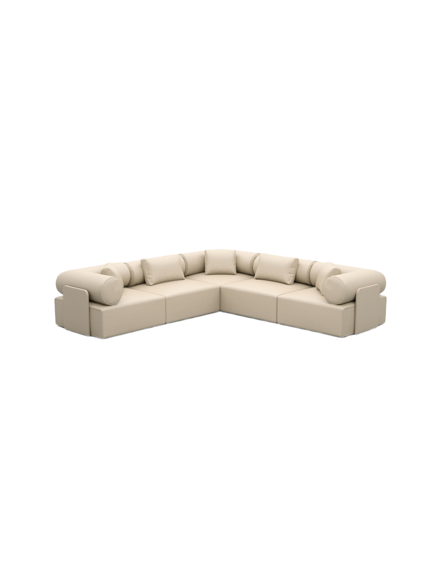 
5-Sitzer Design Echtleder Ecksofa „Valora“ - Echtleder Beige