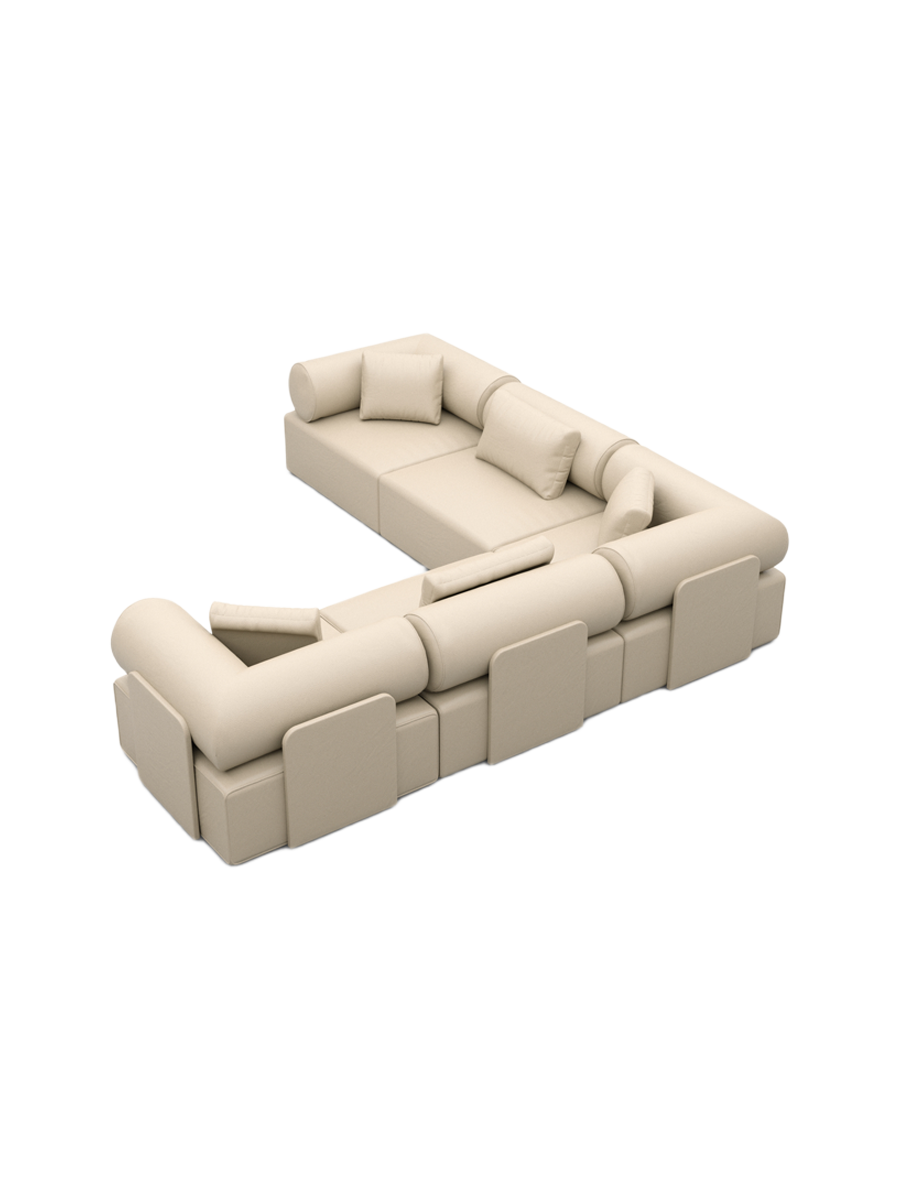
5-Sitzer Design Echtleder Ecksofa „Valora“ - Echtleder Beige
