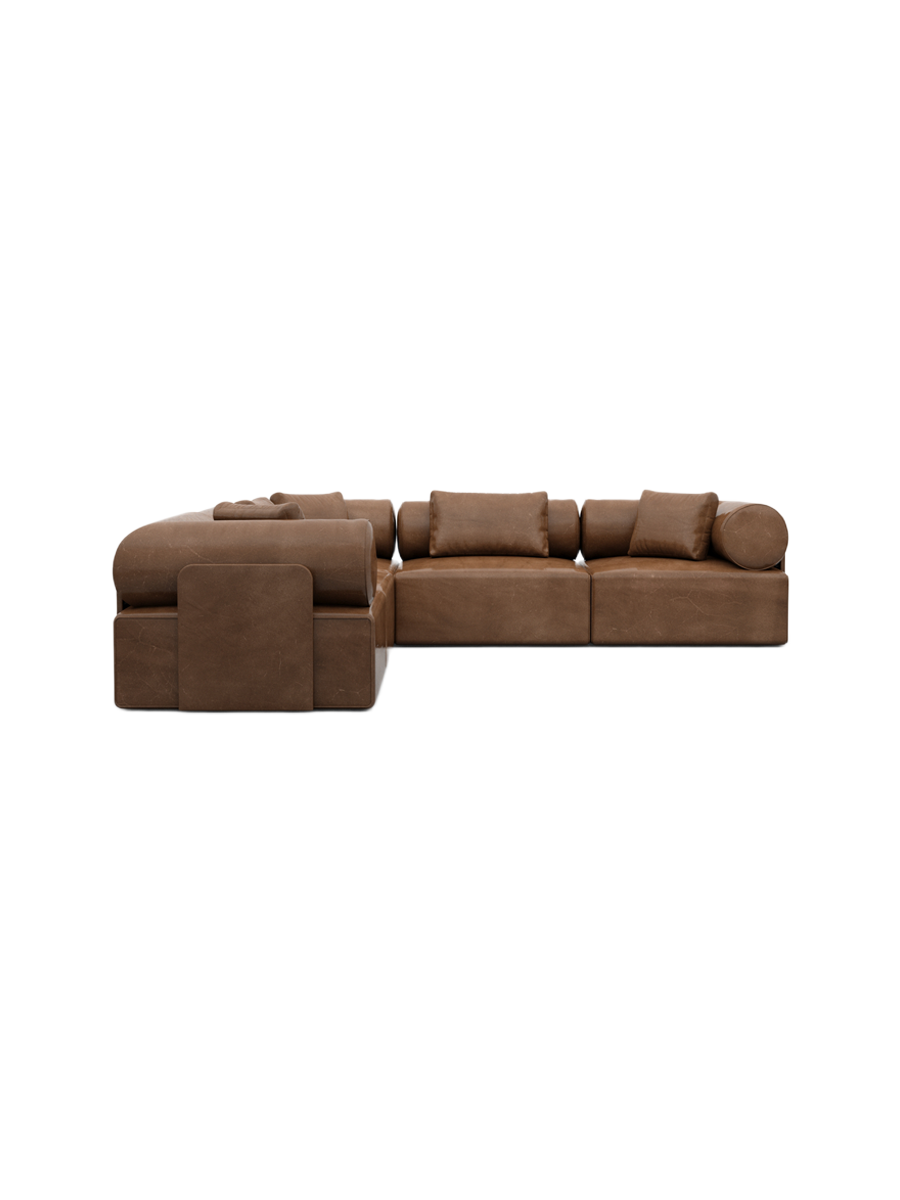 
5-Sitzer Design Echtleder Ecksofa „Valora“ - Echtleder Beige
