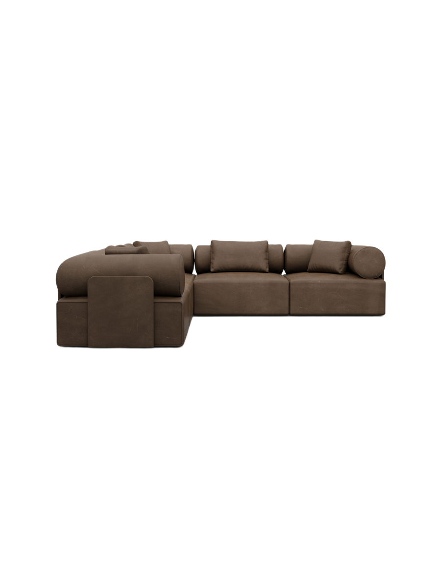 
5-Sitzer Design Echtleder Ecksofa „Valora“ - Echtleder Beige