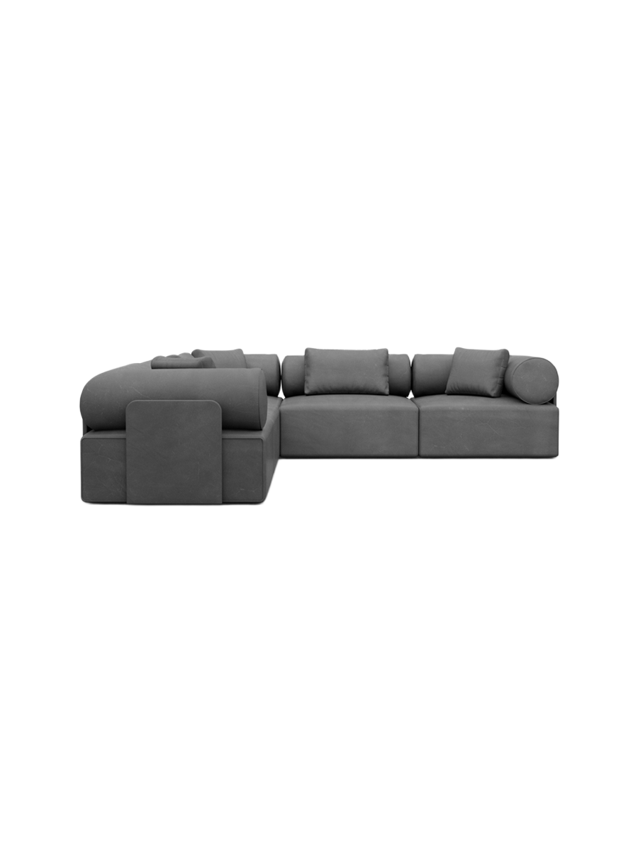
5-Sitzer Design Echtleder Ecksofa „Valora“ - Echtleder Beige