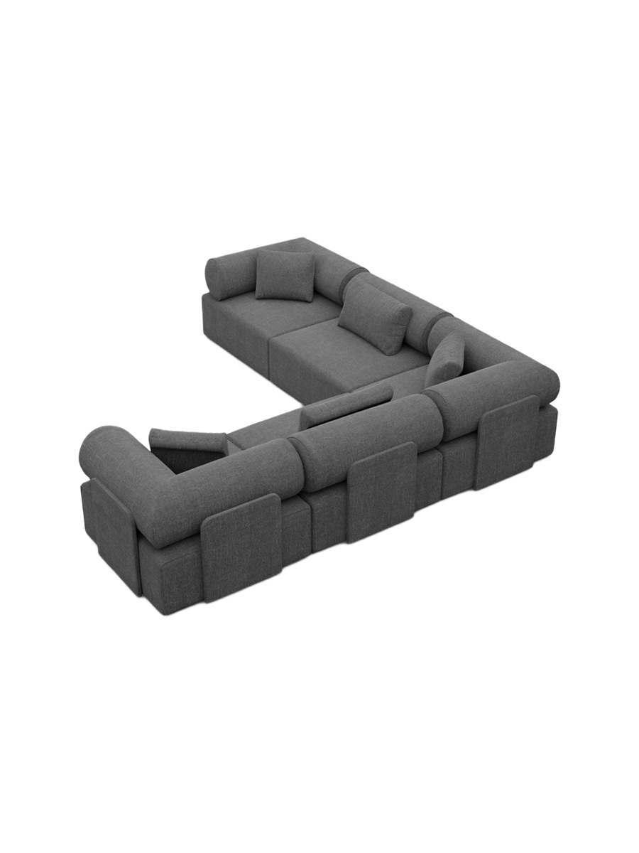 
5-Sitzer Design Ecksofa „Valora“ mit Strukturstoff-Bezug - Strukturstoff Anthrazit