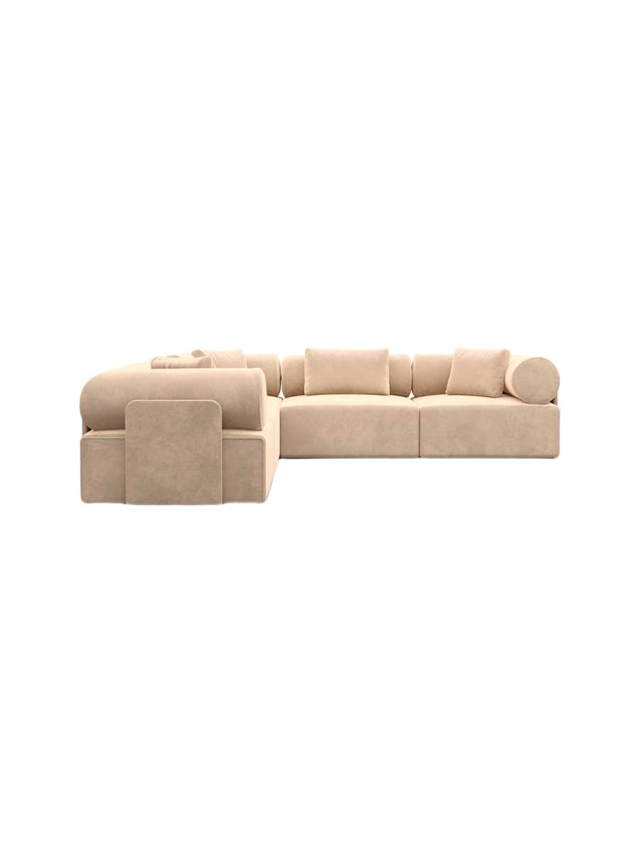 
5-Sitzer Design Ecksofa „Valora“ mit Samtbezug - Samtbezug Königsblau