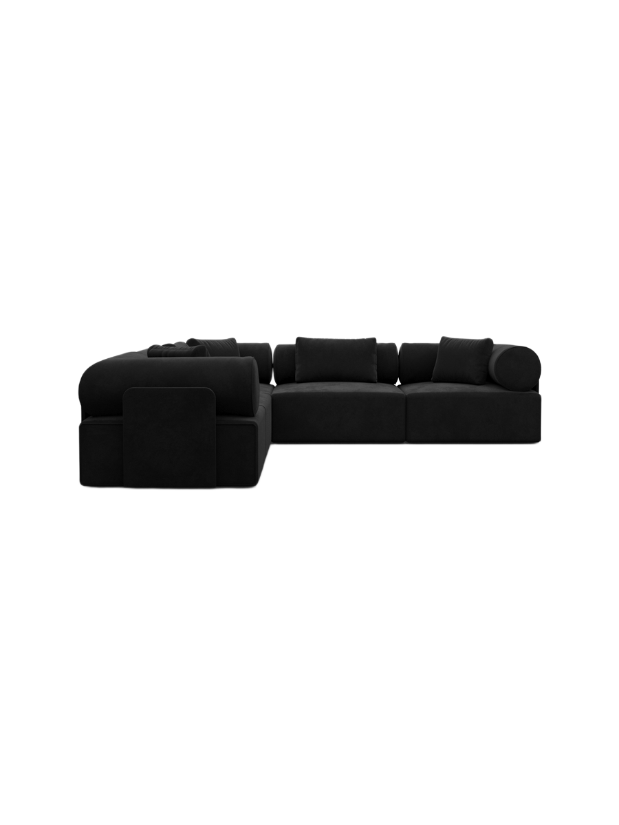
5-Sitzer Design Ecksofa „Valora“ mit Samtbezug - Samtbezug Königsblau