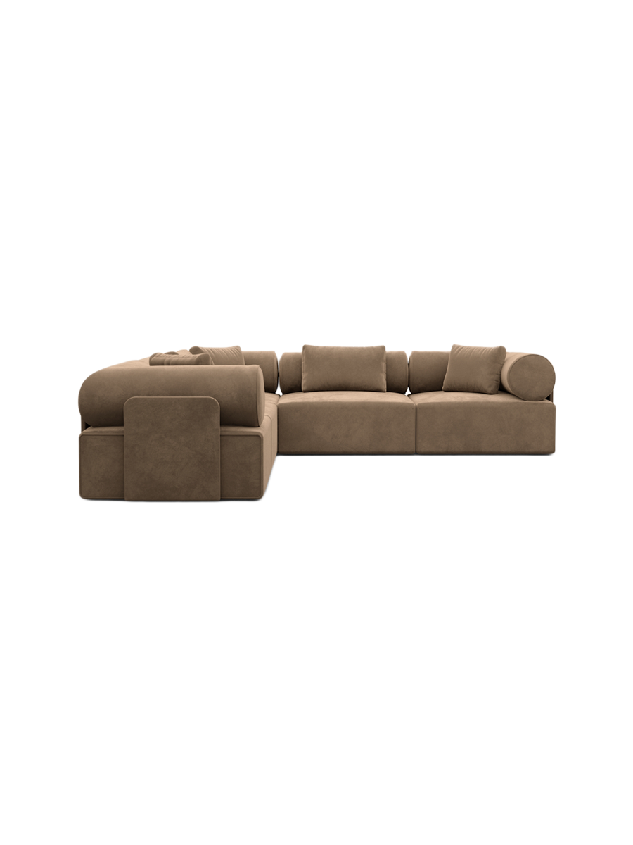 
5-Sitzer Design Ecksofa „Valora“ mit Samtbezug - Samtbezug Königsblau
