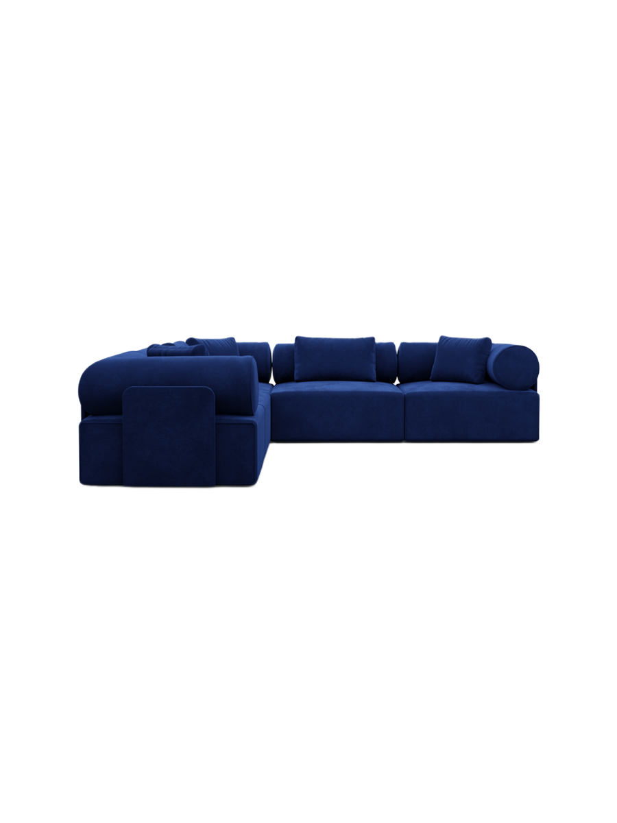 
5-Sitzer Design Ecksofa „Valora“ mit Samtbezug - Samtbezug Königsblau