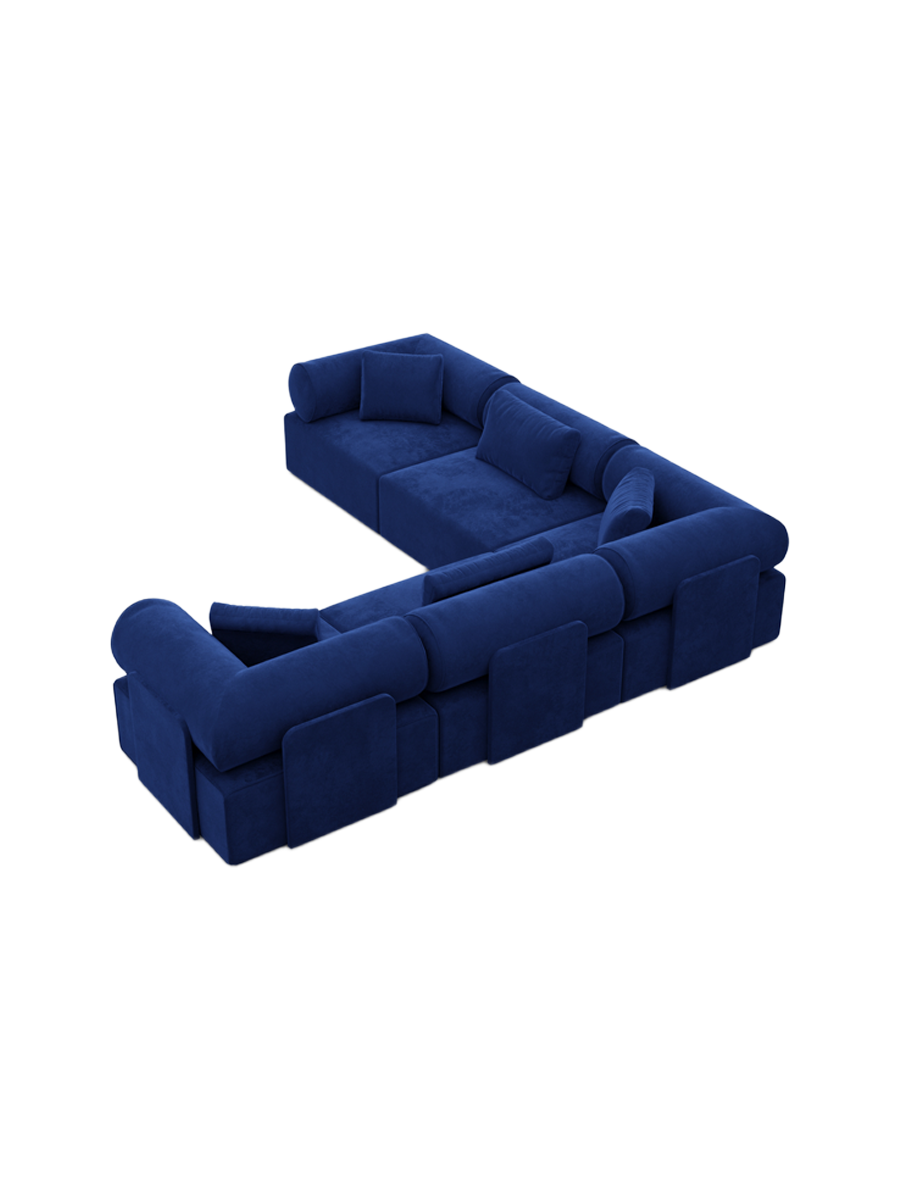 
5-Sitzer Design Ecksofa „Valora“ mit Samtbezug - Samtbezug Königsblau