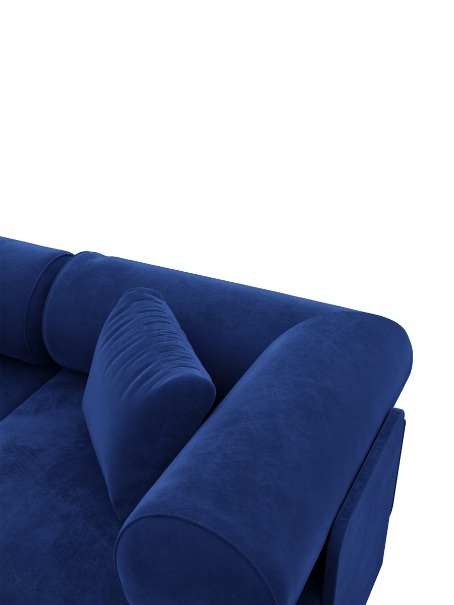 
5-Sitzer Design Ecksofa „Valora“ mit Samtbezug - Samtbezug Königsblau