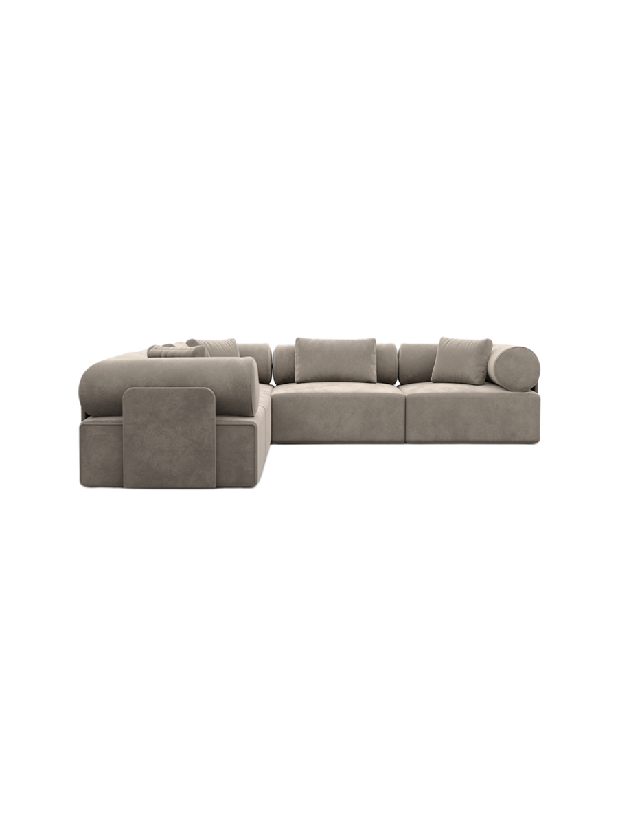 
5-Sitzer Design Ecksofa „Valora“ mit Samtbezug - Samtbezug Königsblau
