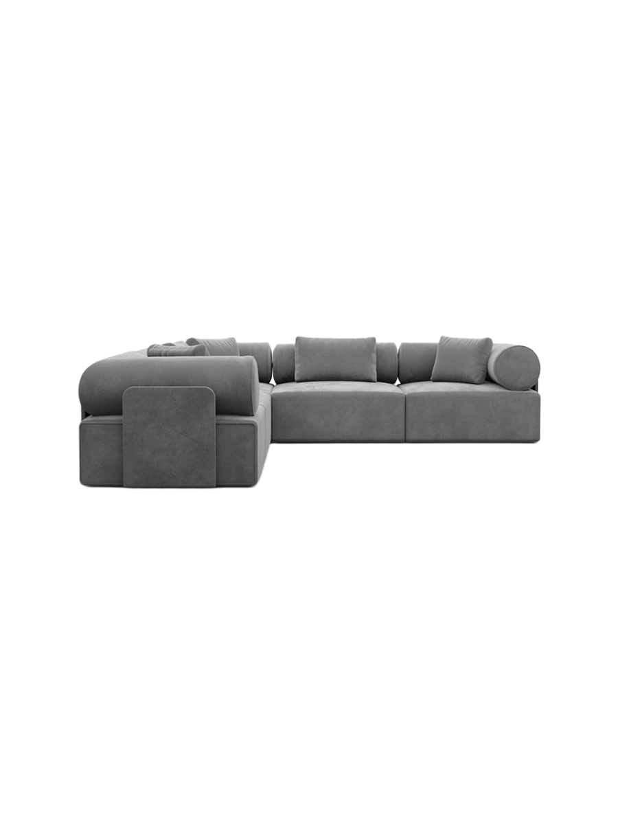 
5-Sitzer Design Ecksofa „Valora“ mit Samtbezug - Samtbezug Königsblau