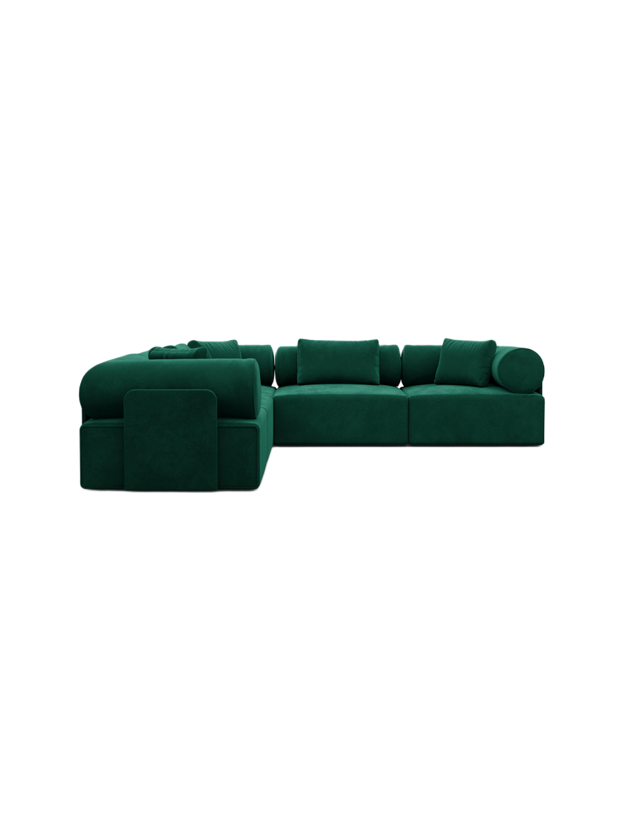 
5-Sitzer Design Ecksofa „Valora“ mit Samtbezug - Samtbezug Königsblau