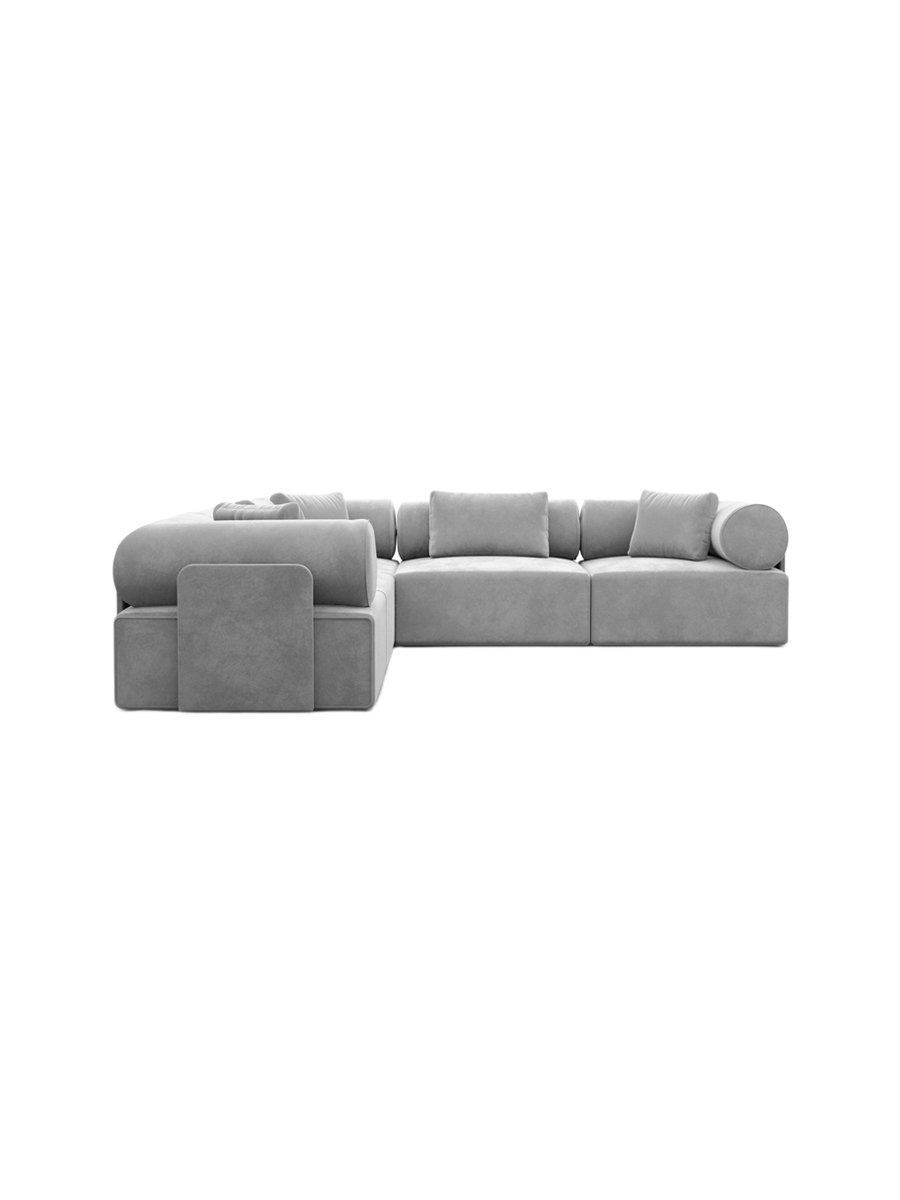 
5-Sitzer Design Ecksofa „Valora“ mit Samtbezug - Samtbezug Königsblau