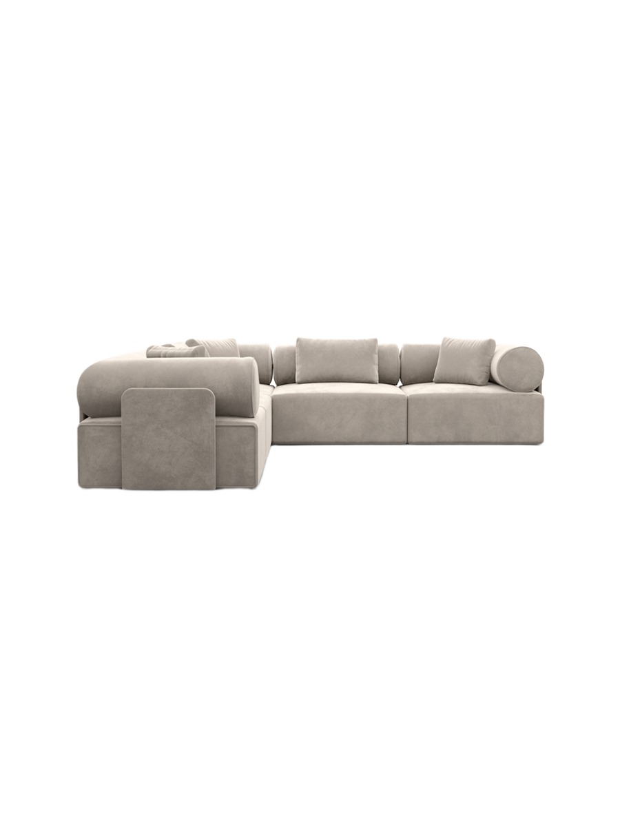 
5-Sitzer Design Ecksofa „Valora“ mit Samtbezug - Samtbezug Königsblau
