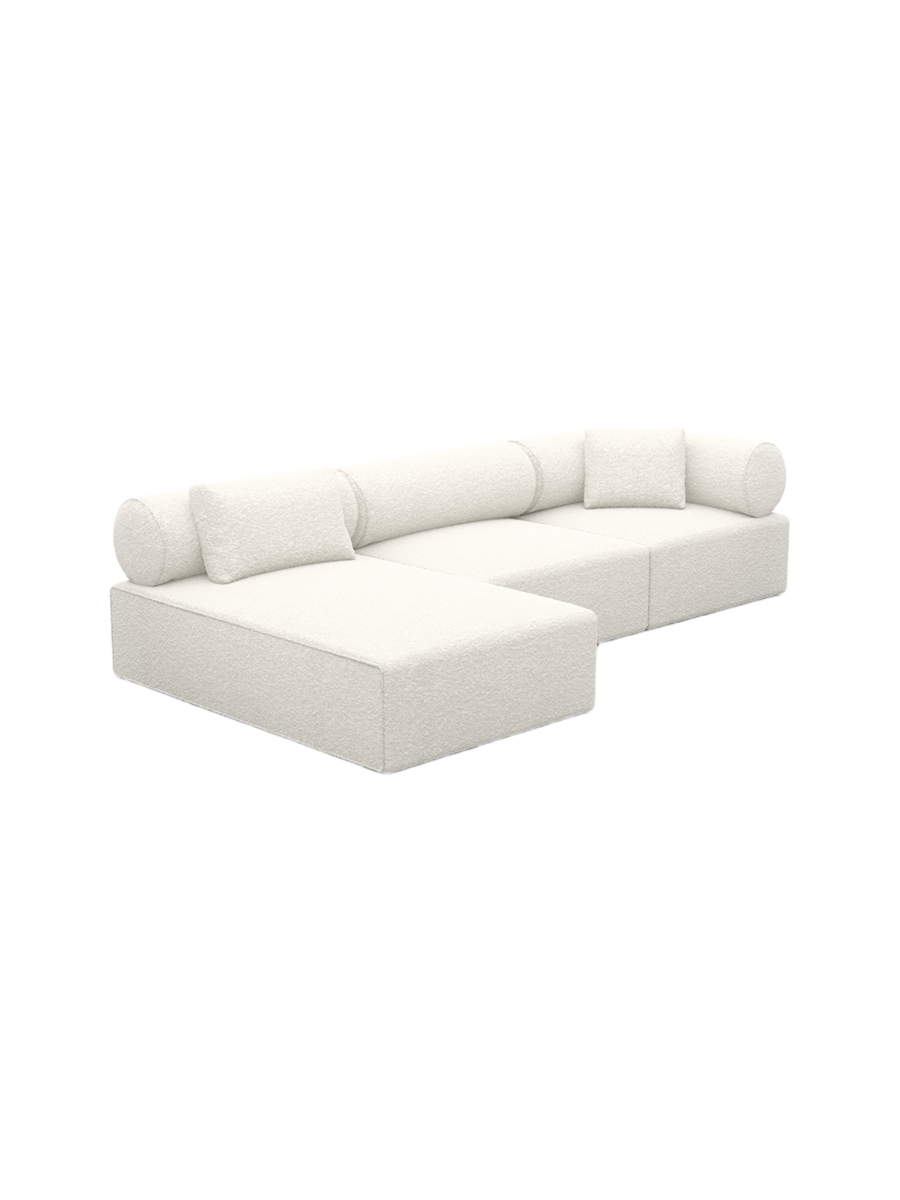 
4-Sitzer Design Ecksofa „Valora“ mit Bouclé-Bezug - Bouclé White / Eckteil links