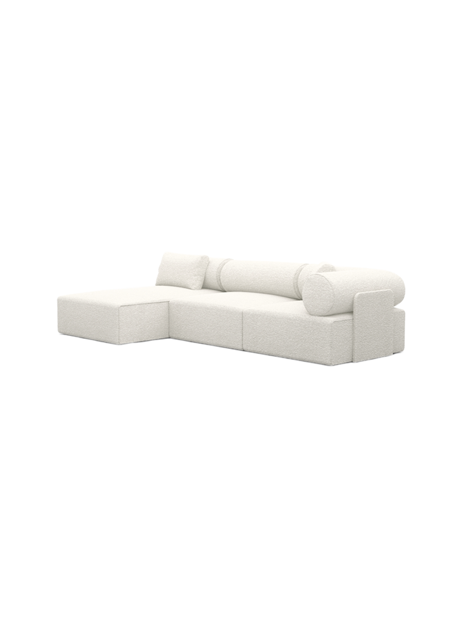 
4-Sitzer Design Ecksofa „Valora“ mit Bouclé-Bezug - Bouclé White / Eckteil links