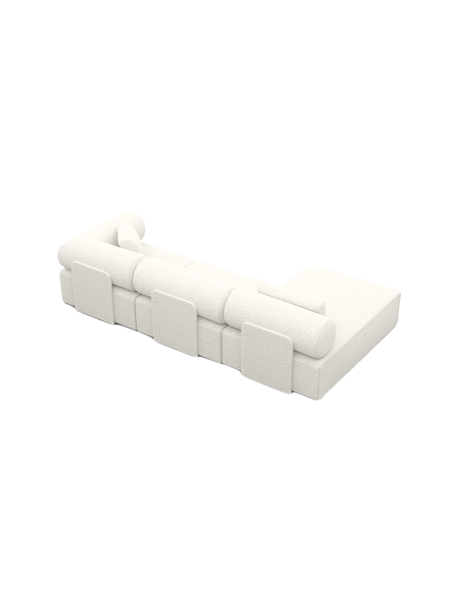 
4-Sitzer Design Ecksofa „Valora“ mit Bouclé-Bezug - Bouclé White / Eckteil links