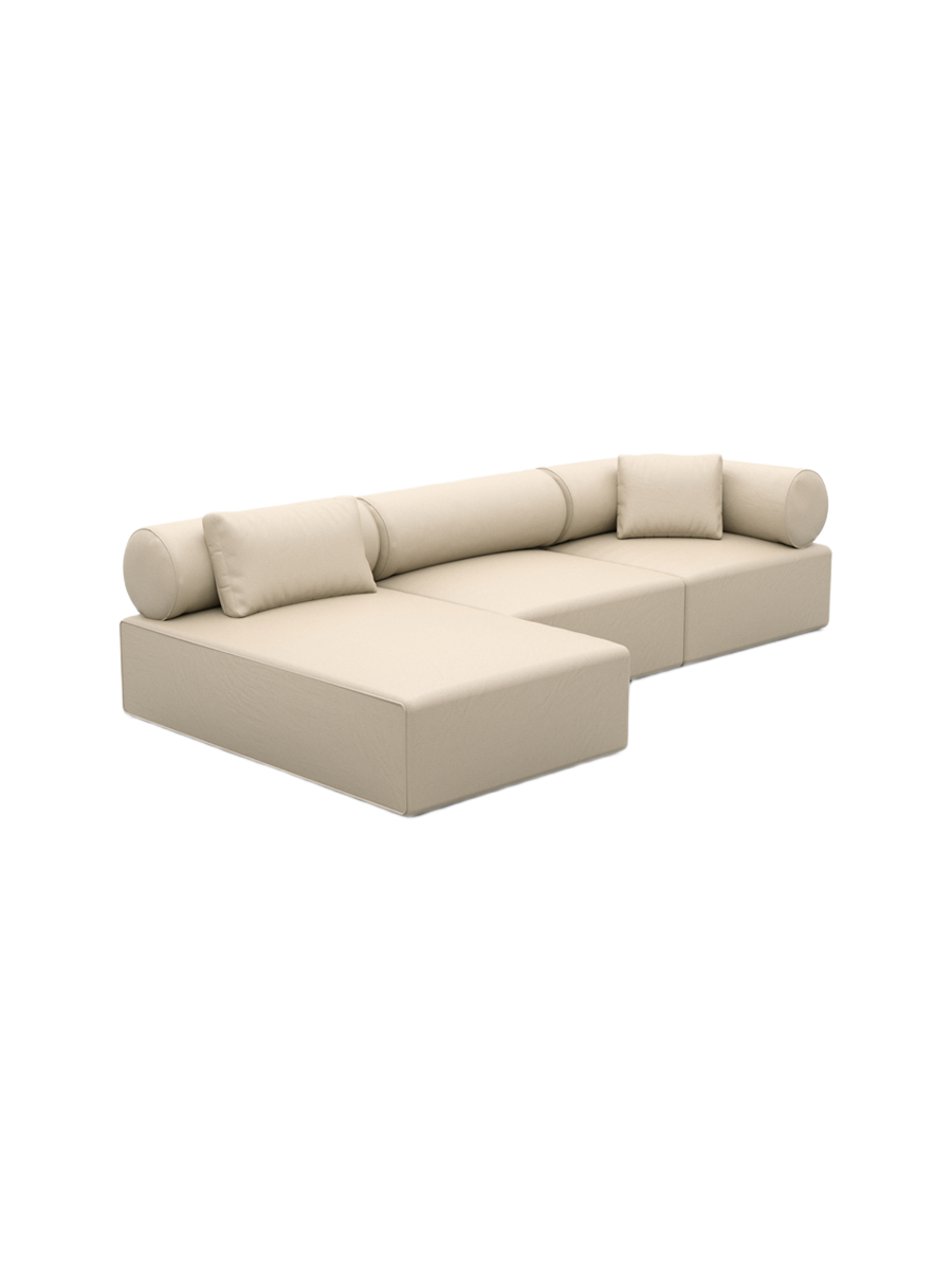 
4-Sitzer Design Echtleder Ecksofa „Valora“ - Echtleder Beige / Eckteil links