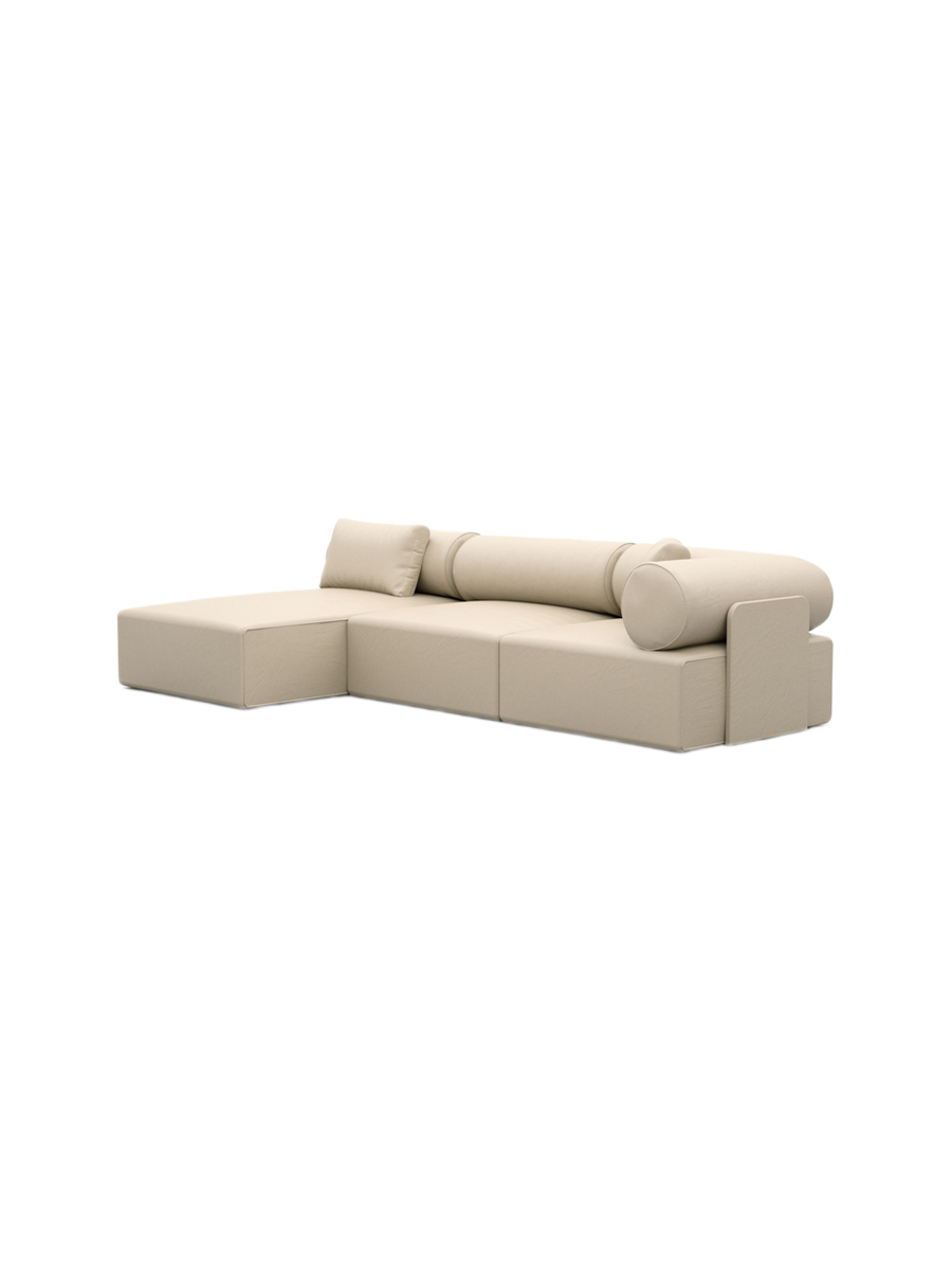 
4-Sitzer Design Echtleder Ecksofa „Valora“ - Echtleder Beige / Eckteil links