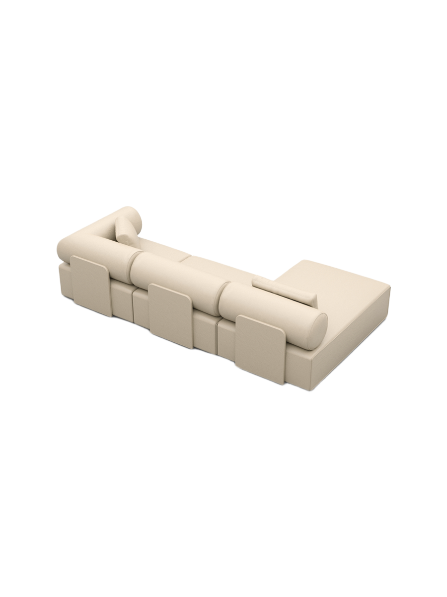 
4-Sitzer Design Echtleder Ecksofa „Valora“ - Echtleder Beige / Eckteil links
