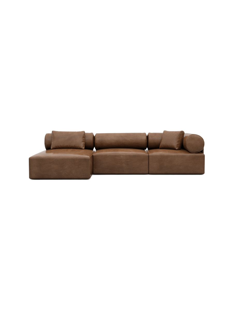 
4-Sitzer Design Echtleder Ecksofa „Valora“ - Echtleder Beige / Eckteil links