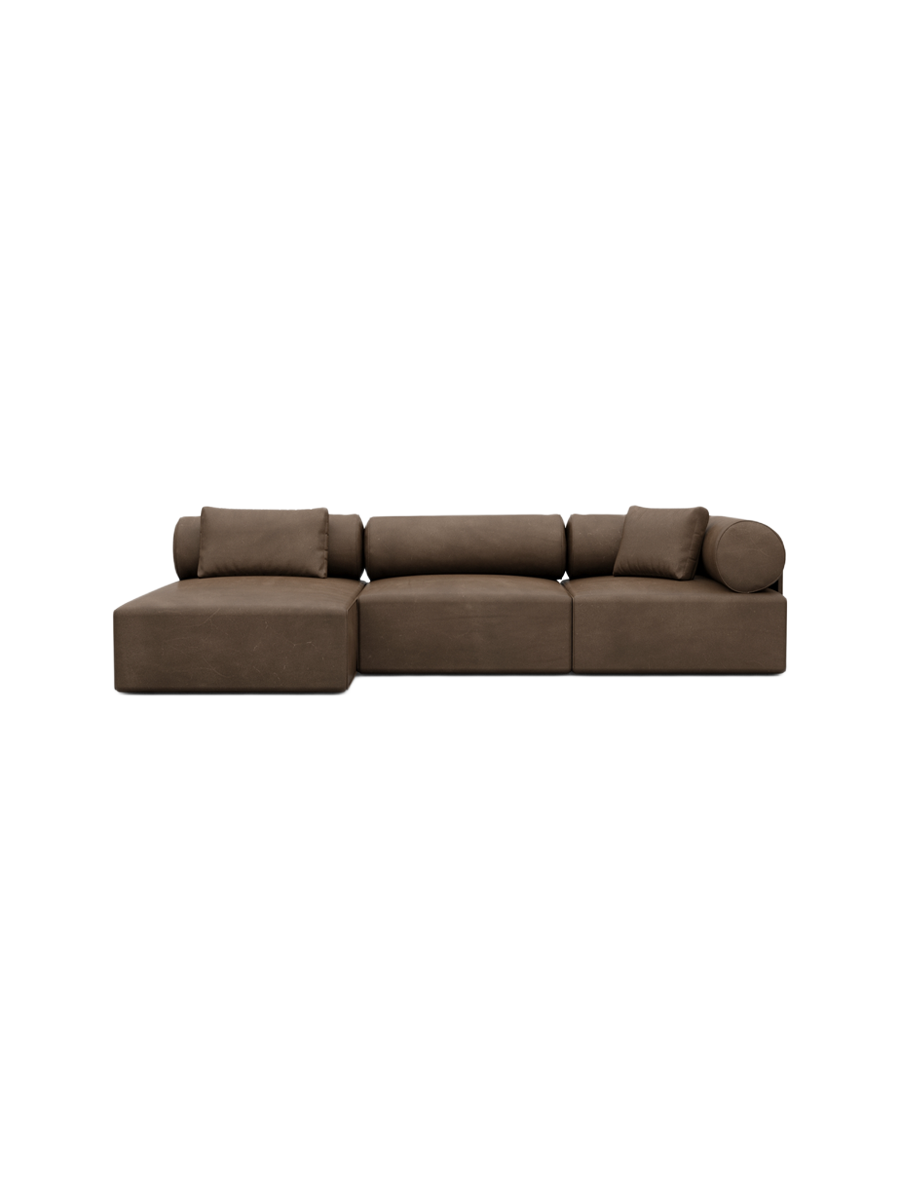 
4-Sitzer Design Echtleder Ecksofa „Valora“ - Echtleder Beige / Eckteil links