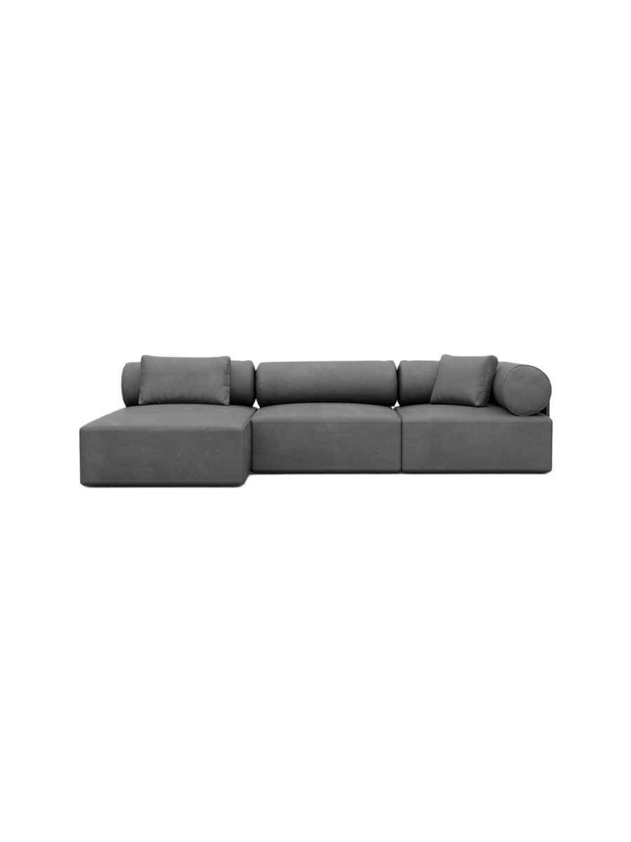 
4-Sitzer Design Echtleder Ecksofa „Valora“ - Echtleder Beige / Eckteil links