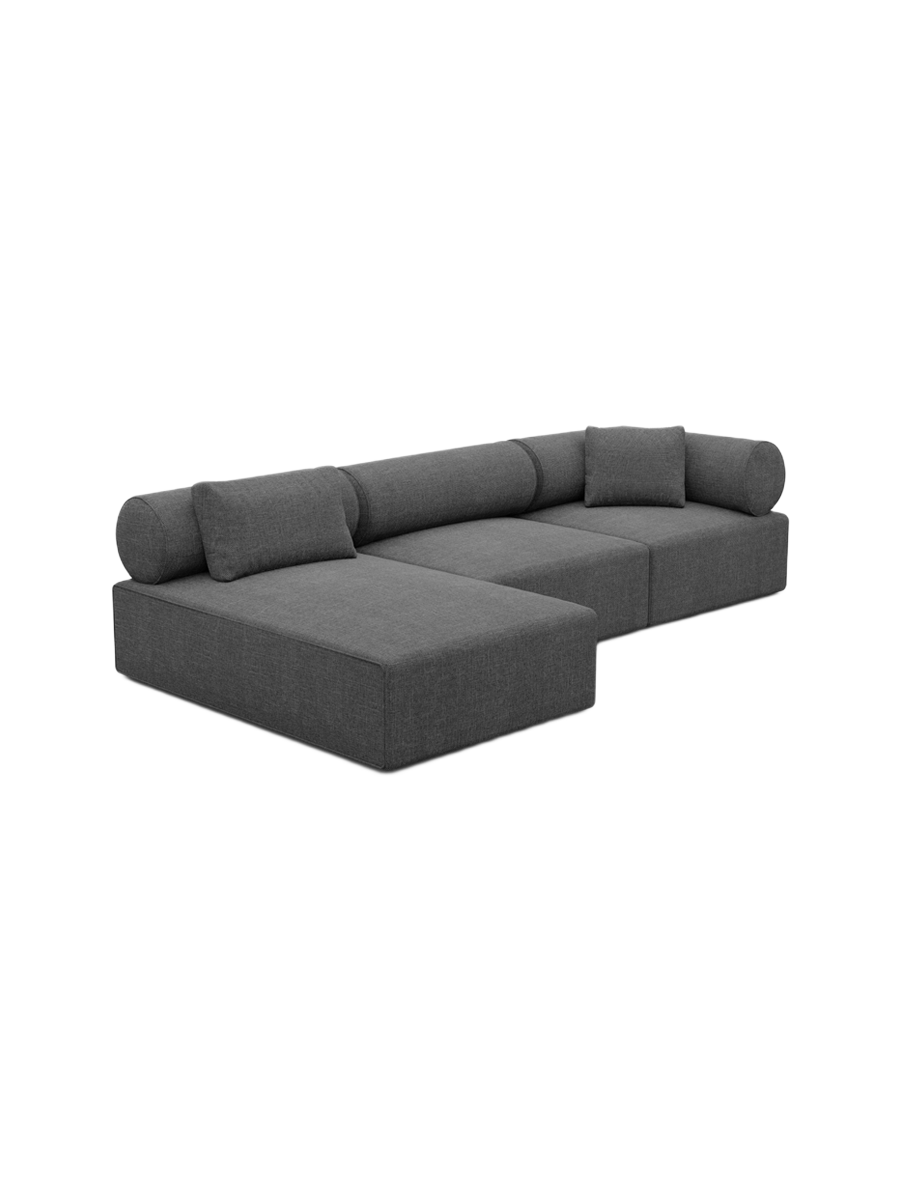 
4-Sitzer Design Ecksofa „Valora“ mit Strukturstoff-Bezug - Strukturstoff Anthrazit / Eckteil links