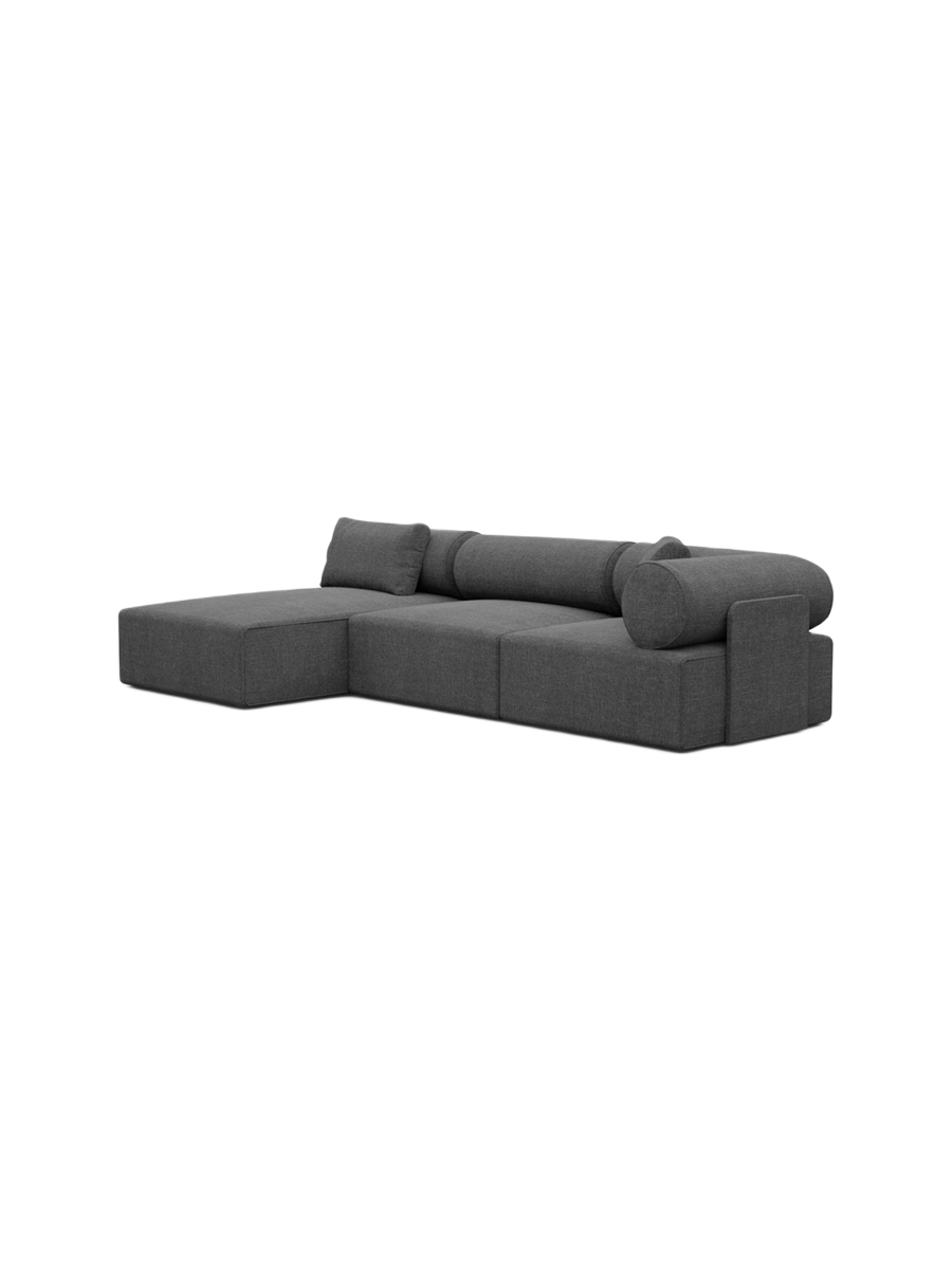
4-Sitzer Design Ecksofa „Valora“ mit Strukturstoff-Bezug - Strukturstoff Anthrazit / Eckteil links