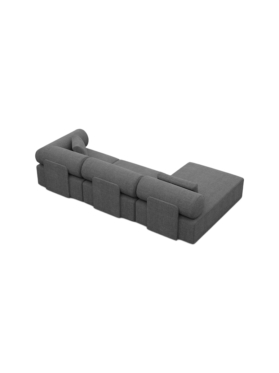 
4-Sitzer Design Ecksofa „Valora“ mit Strukturstoff-Bezug - Strukturstoff Anthrazit / Eckteil links