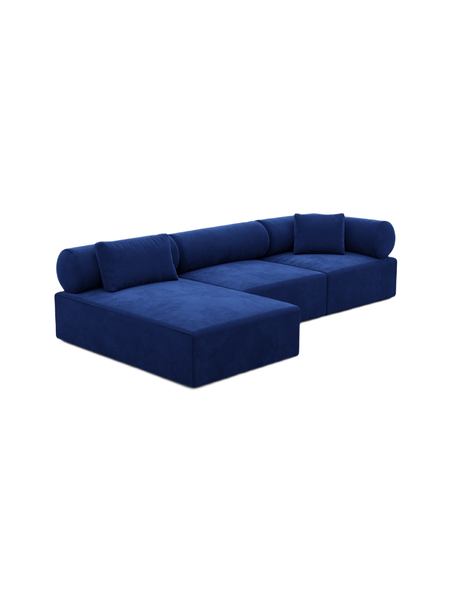 
4-Sitzer Design Ecksofa „Valora“ mit Samtbezug - Samtbezug Königsblau / Eckteil links