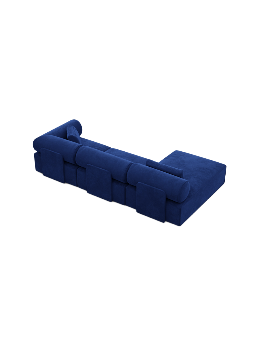 
4-Sitzer Design Ecksofa „Valora“ mit Samtbezug - Samtbezug Königsblau / Eckteil links