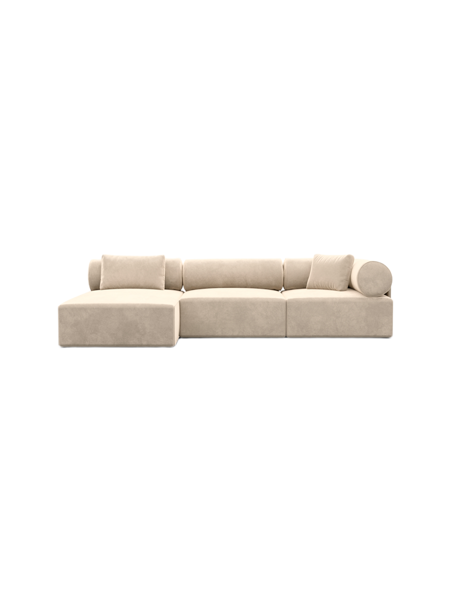 
4-Sitzer Design Ecksofa „Valora“ mit Samtbezug - Samtbezug Königsblau / Eckteil links