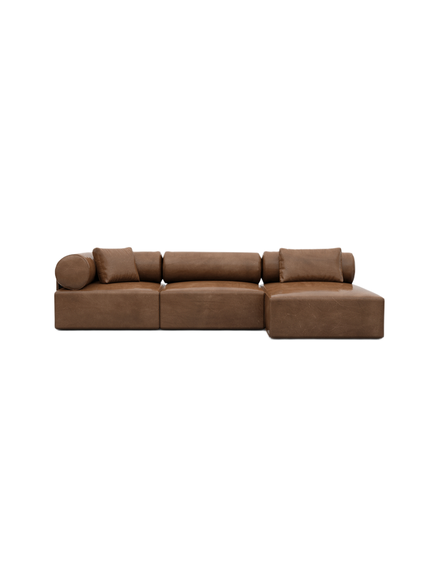 
4-Sitzer Design Echtleder Ecksofa „Valora“ - Echtleder Beige / Eckteil links