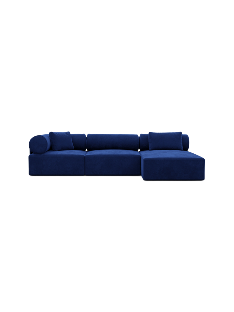 
4-Sitzer Design Ecksofa „Valora“ mit Samtbezug - Samtbezug Königsblau / Eckteil links