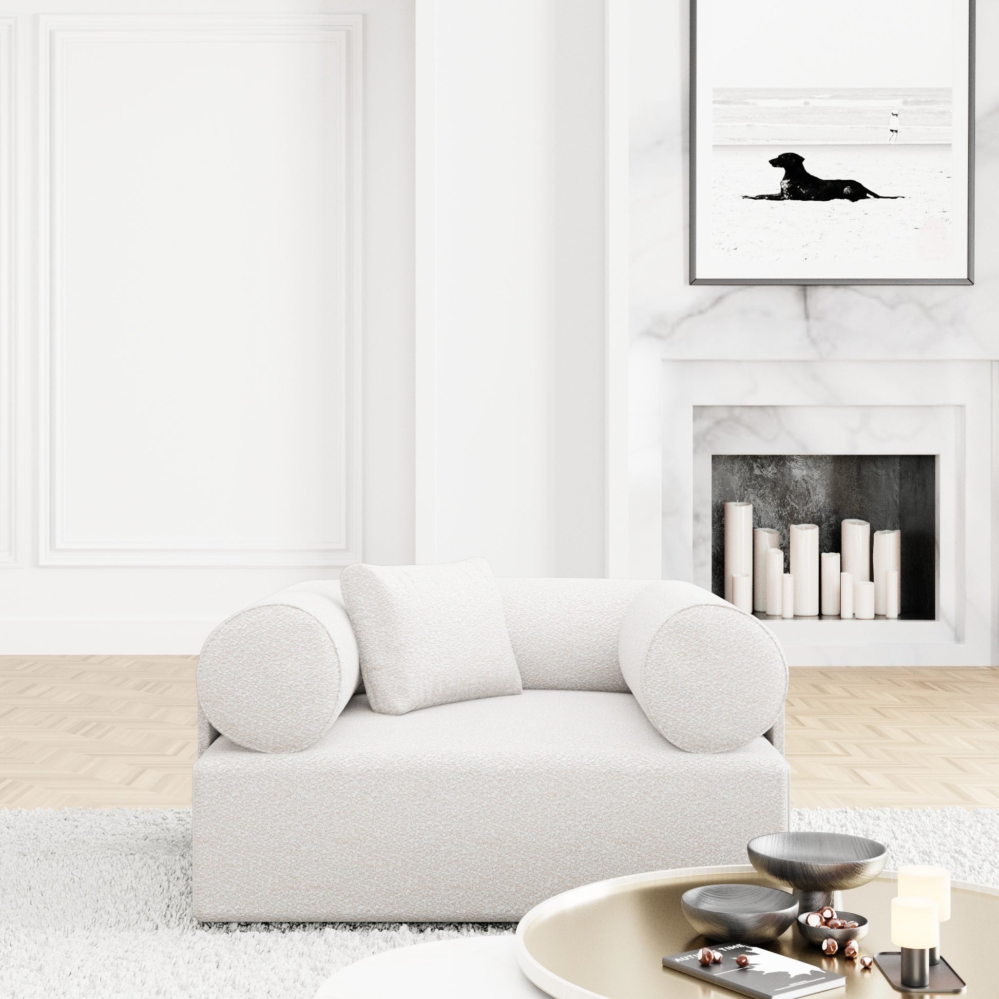 
Design Loungesessel „Valora“ mit Bouclé-Bezug - Bouclé White
