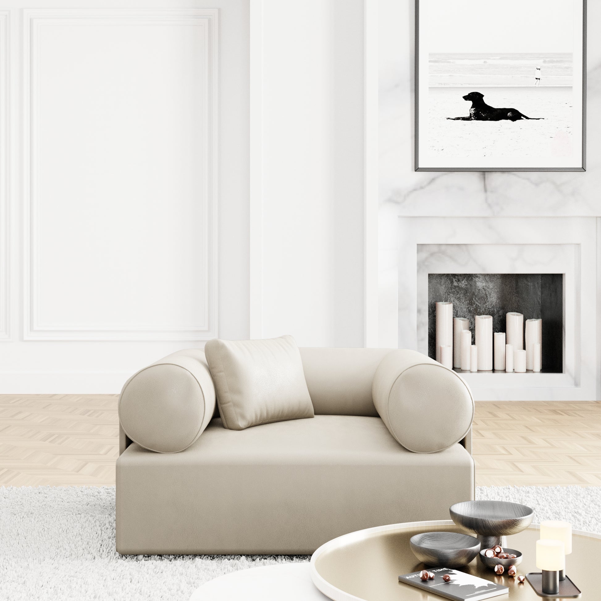 
Design Echtleder Loungesessel „Valora“ - Echtleder Beige