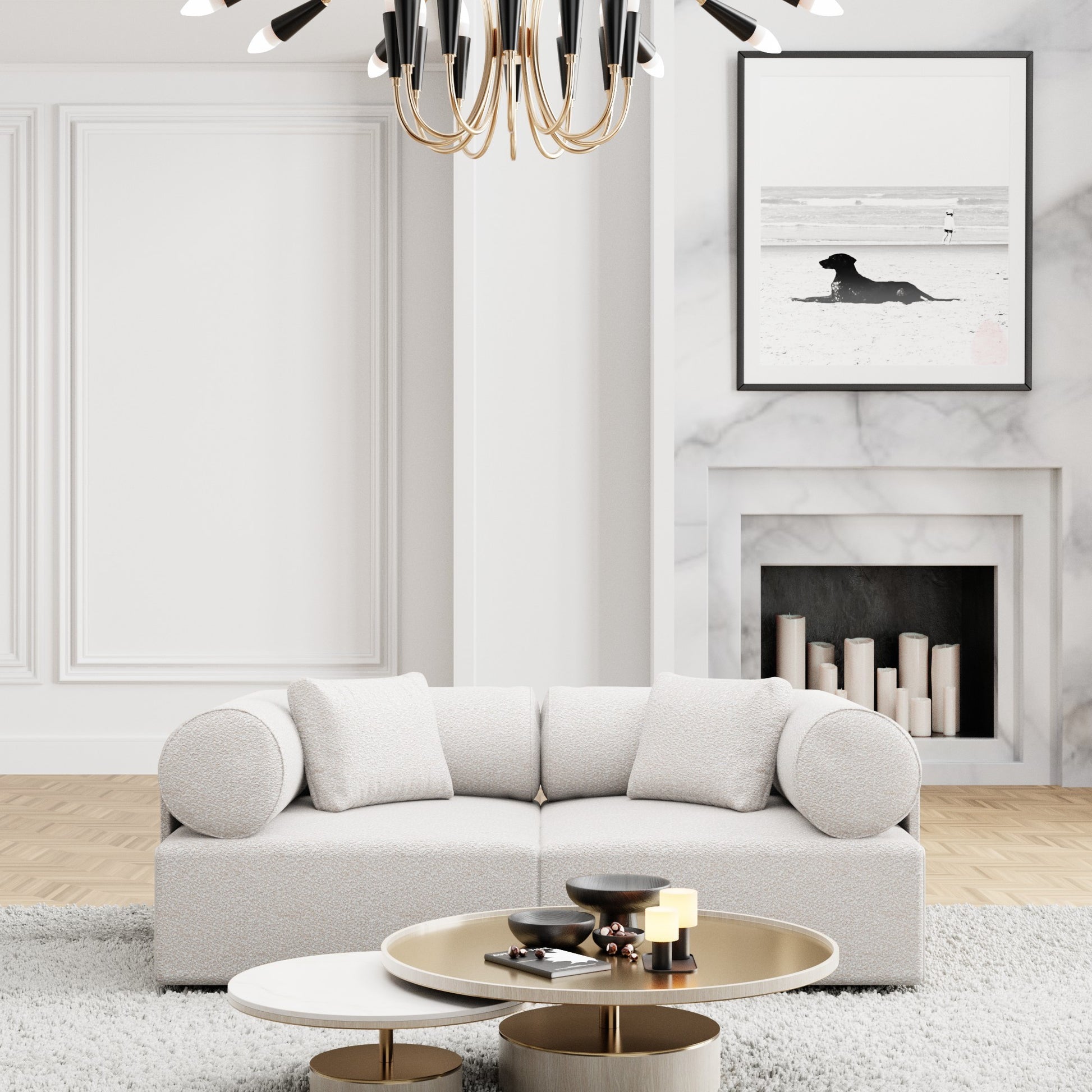 
2-Sitzer Design Sofa „Valora“ mit Bouclé-Bezug - Bouclé White