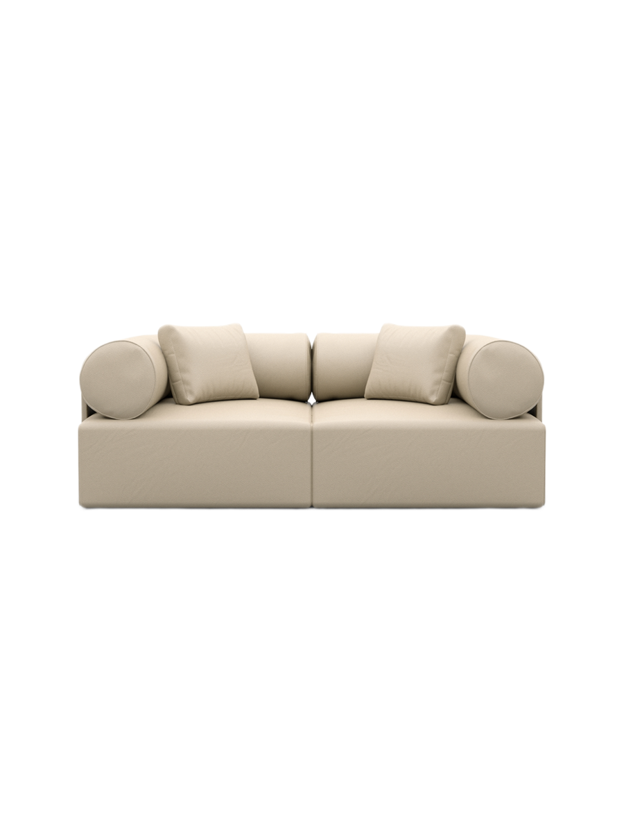 
2-Sitzer Design Echtleder Sofa „Valora“ - Echtleder Beige