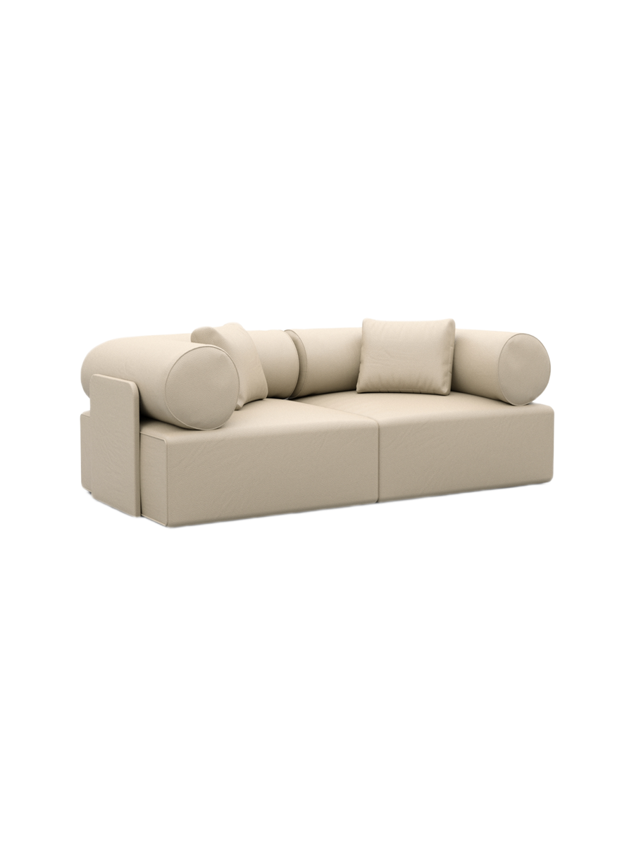 
2-Sitzer Design Echtleder Sofa „Valora“ - Echtleder Beige