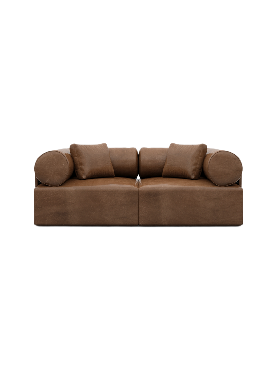 
2-Sitzer Design Echtleder Sofa „Valora“ - Echtleder Beige