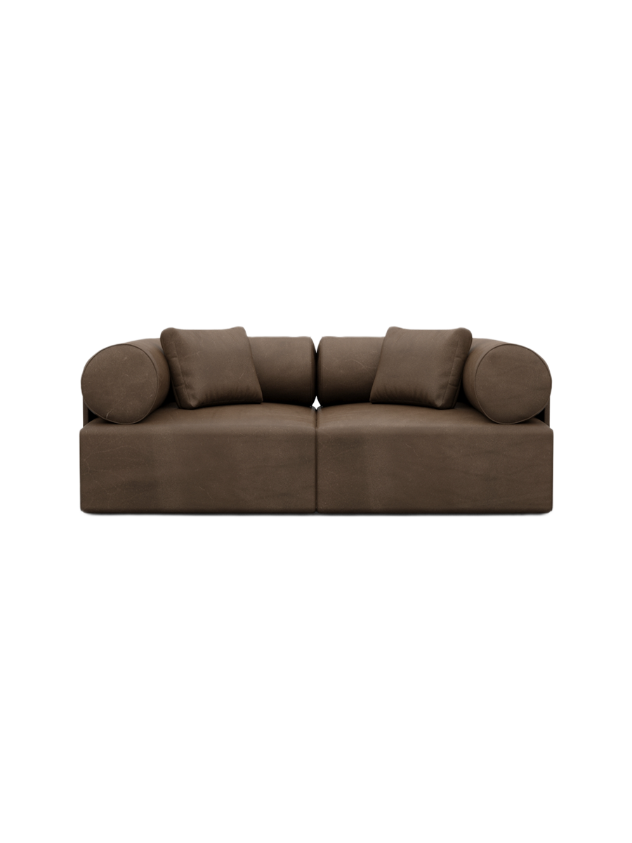 
2-Sitzer Design Echtleder Sofa „Valora“ - Echtleder Beige