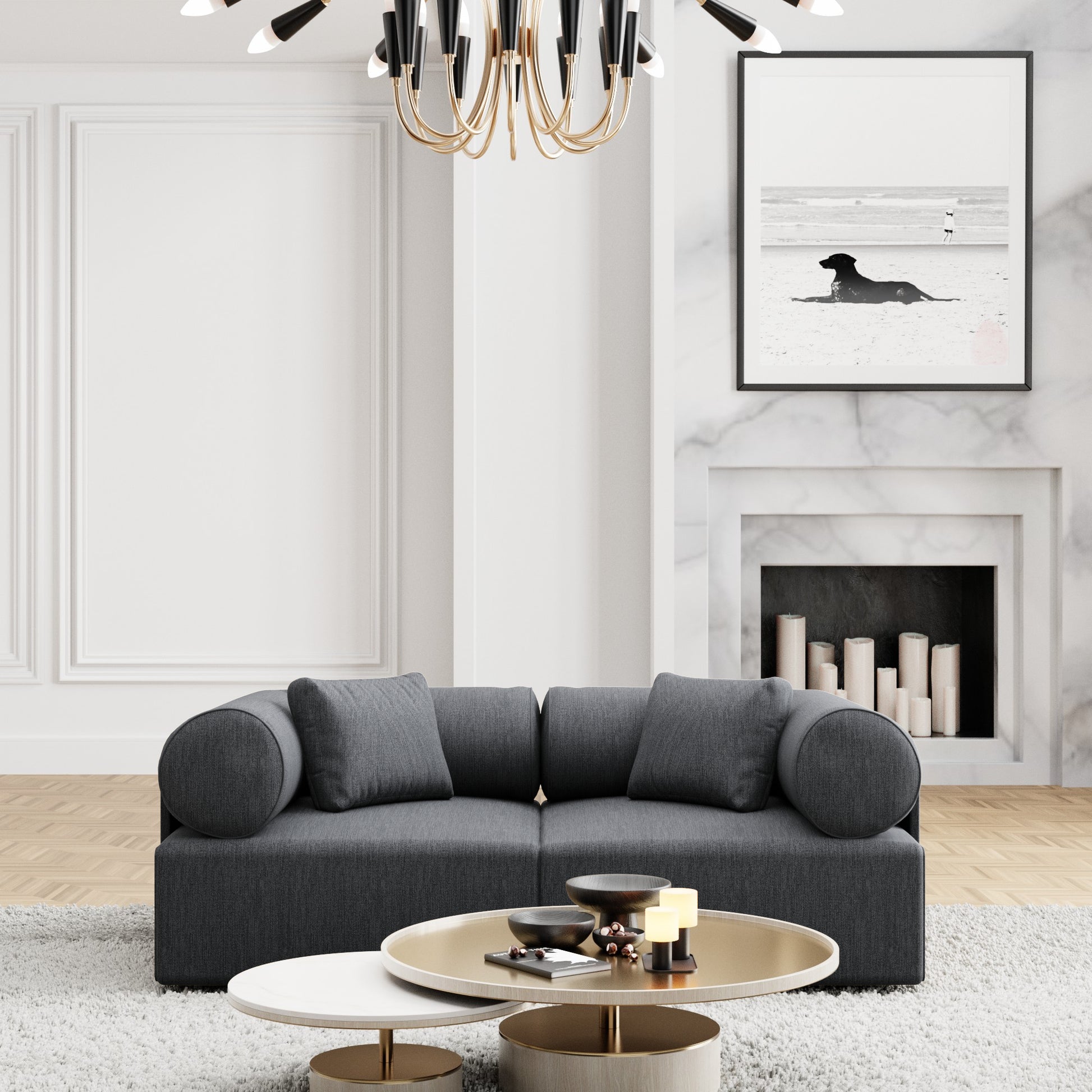 
2-Sitzer Design Sofa „Valora“ mit Strukturstoff-Bezug - Strukturstoff Anthrazit
