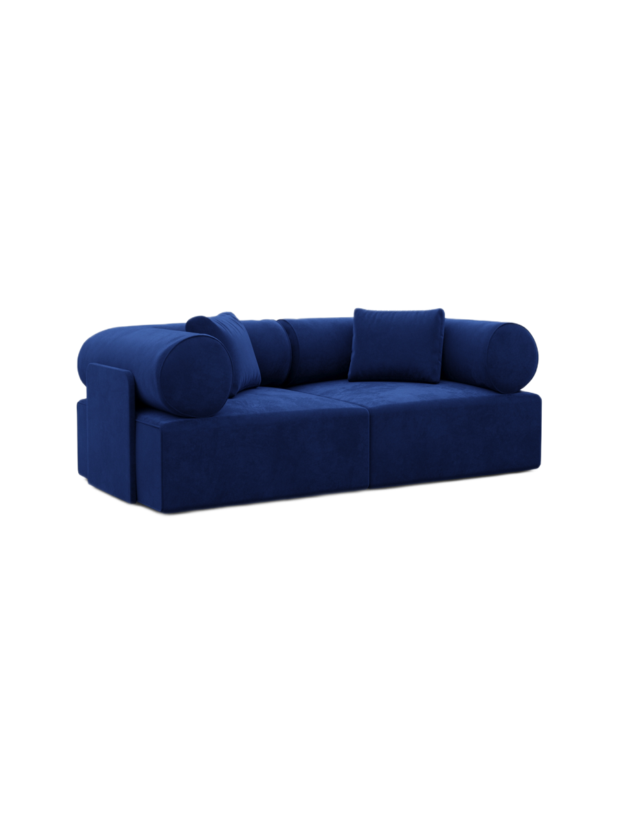 
2-Sitzer Design Sofa „Valora“ mit Samtbezug - Samtbezug Königsblau