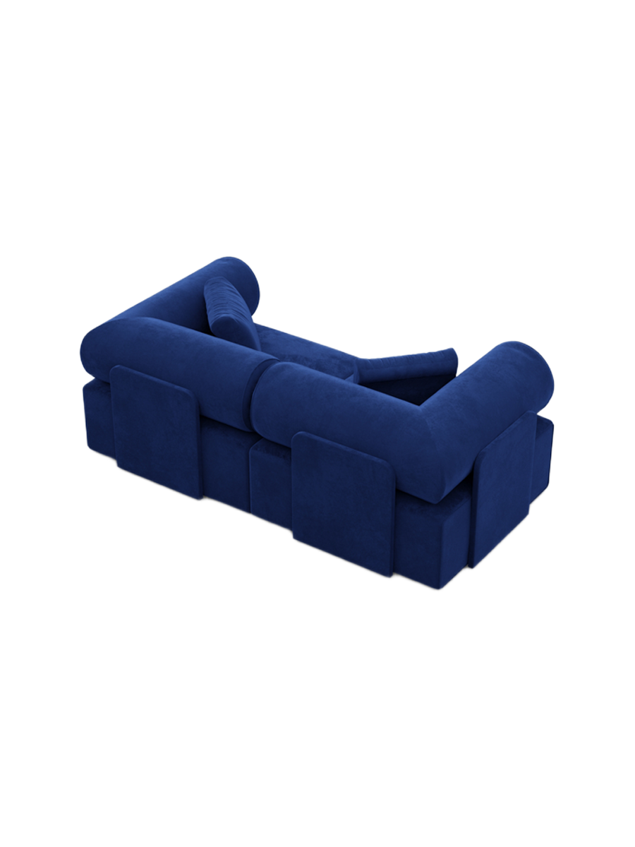 
2-Sitzer Design Sofa „Valora“ mit Samtbezug - Samtbezug Königsblau