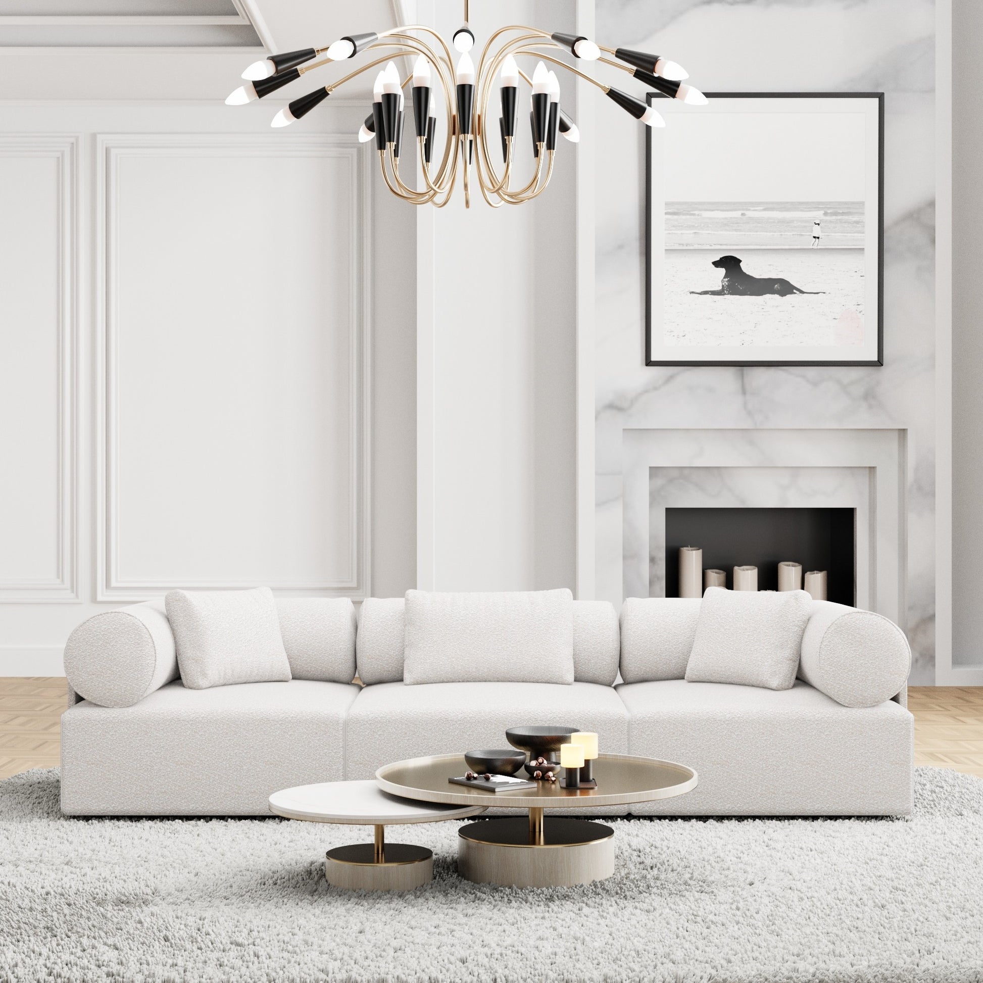 
3-Sitzer Design Sofa „Valora“ mit Bouclé-Bezug - Bouclé White